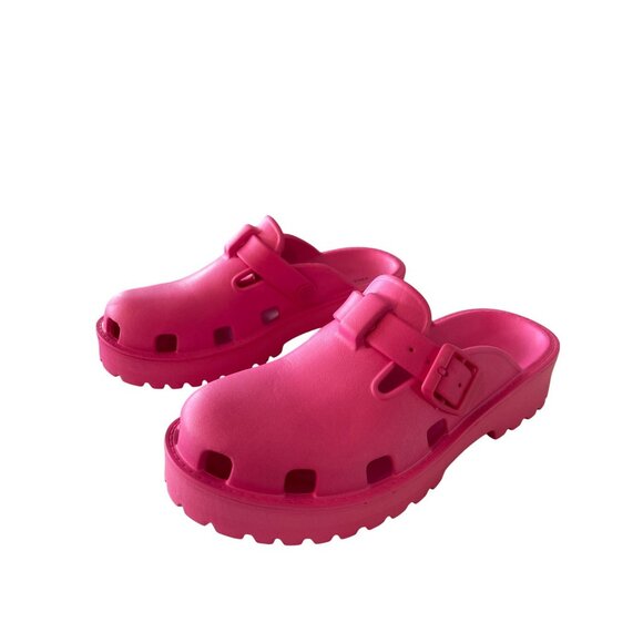 Free People Pink Cutout Buckled Slip-On Mule Clogs Size 7 NEW - Picture 3 of 8